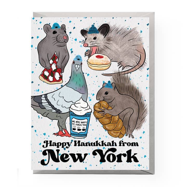 NYC Animal Hanukkah Card, Size: Single