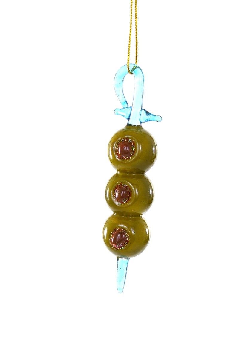 Cocktail Olives Blue Ornament