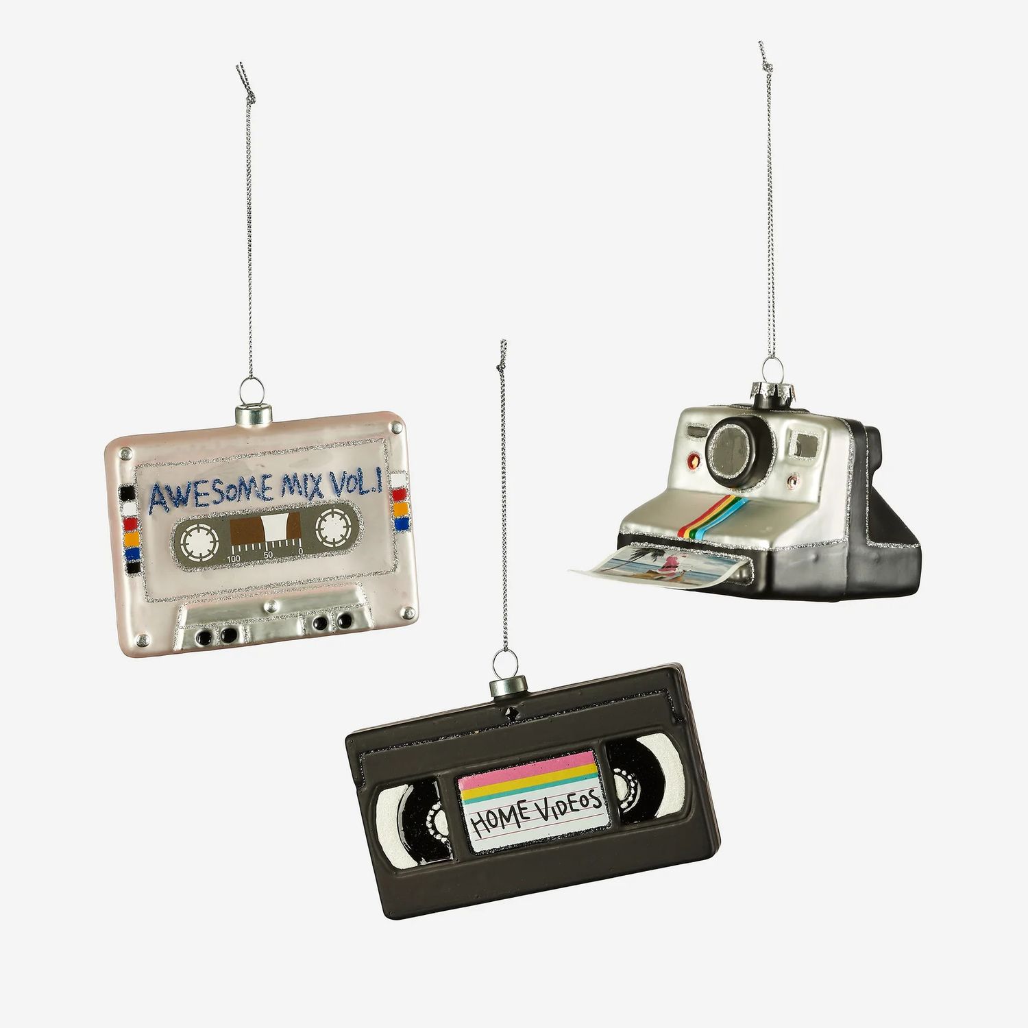 VCR / Mix Tape / Polaroid Ornaments - 3 Assorted Designs