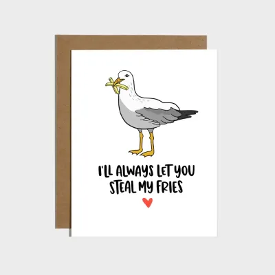 Seagull Steal Fries Card