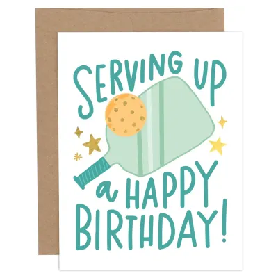 Serving Up A Happy Birthday Pickleball Greeting Card