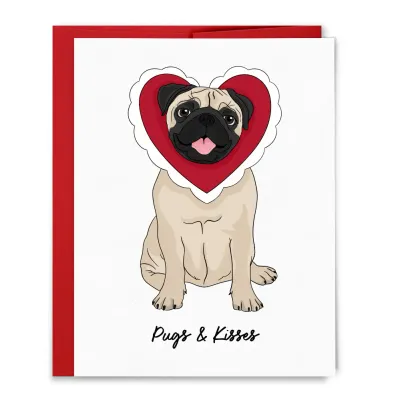 Pugs and Kisses, Love, Valentine's Day Card