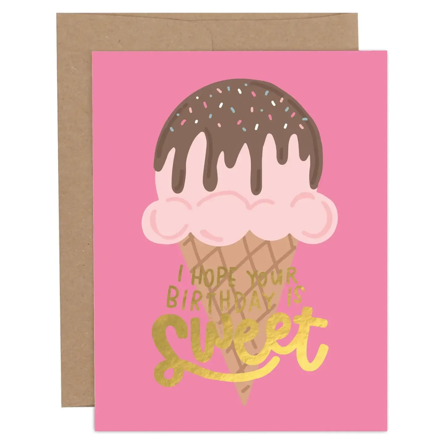 I Hope Your Birthday Is Sweet Ice Cream Cone Greeting Card