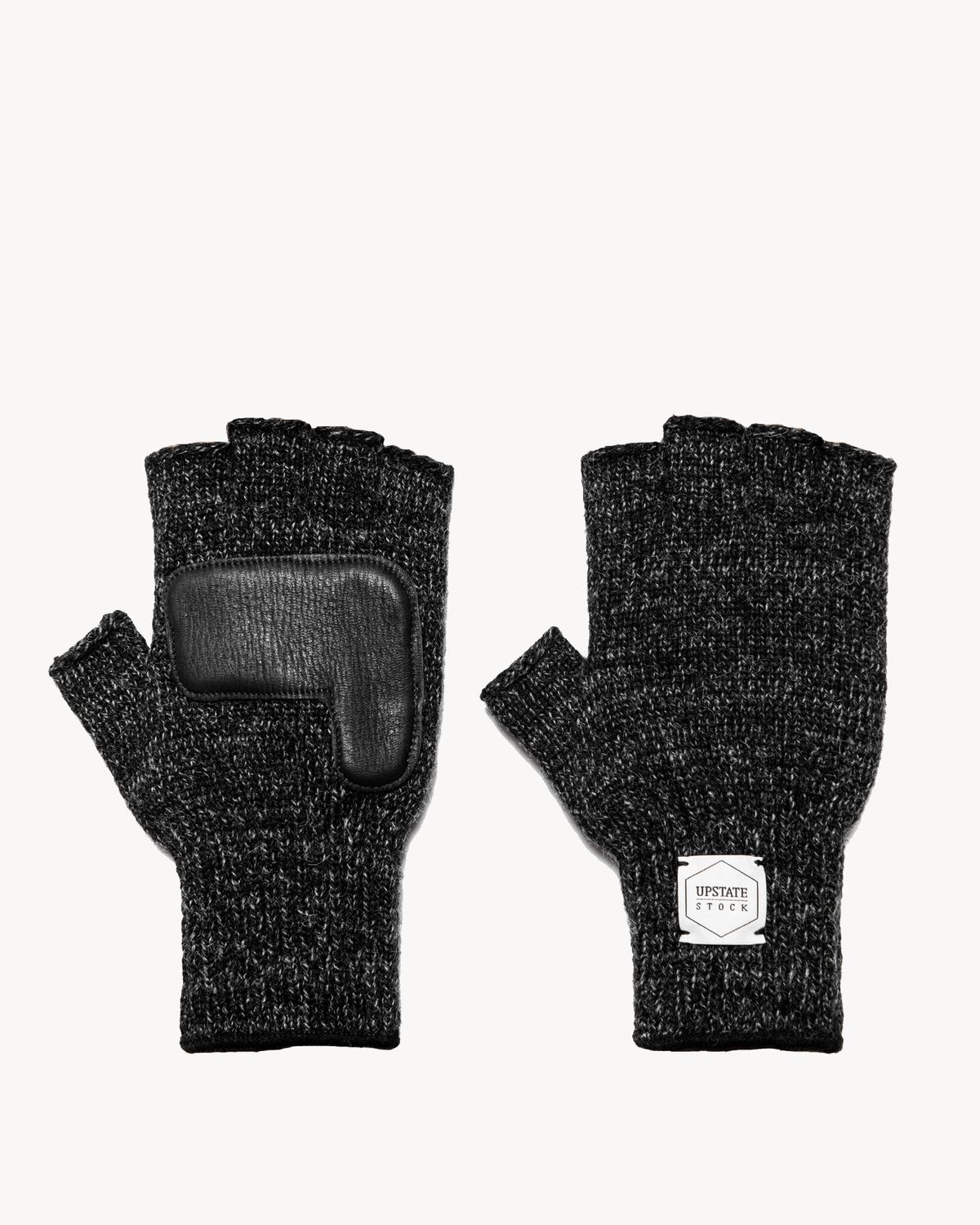 Upstate Stock Fingerless Black with Black Deerskin, Size: S/M
