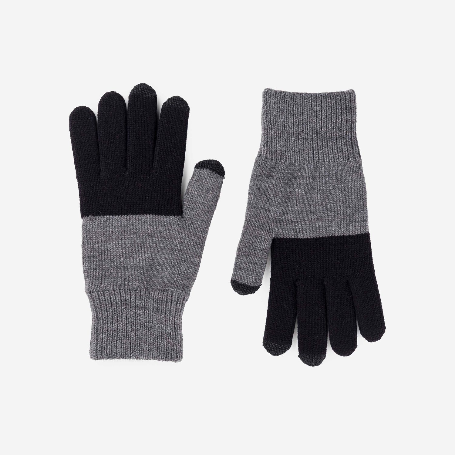 Colorblock Touchscreen Gloves Black Grey, Size: L/XL