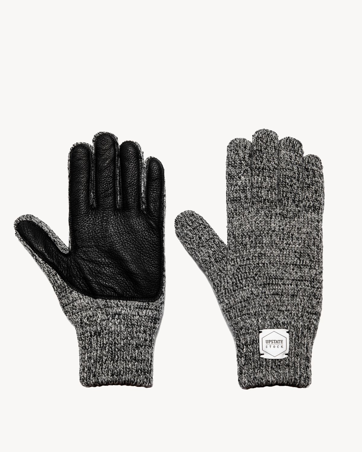 Upstate Stock Wool Full Finger Gloves Charcoal/Black Deerskin, Size: Small