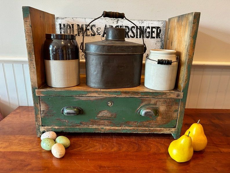 Vintage Green Cubby Shelf