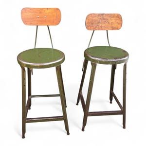 Vintage Industrial Stool W/Back