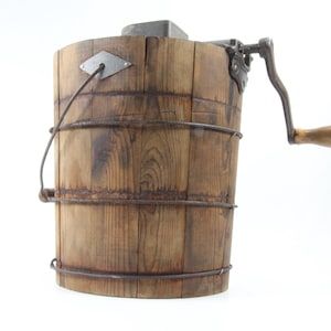Vintage Ice Cream Making Wooden Bucket