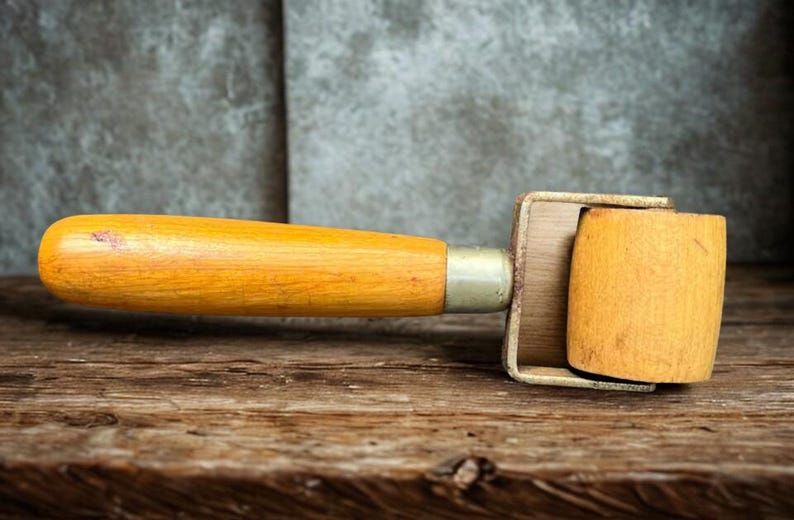 Vintage Wooden Handle Wallpaper Tool