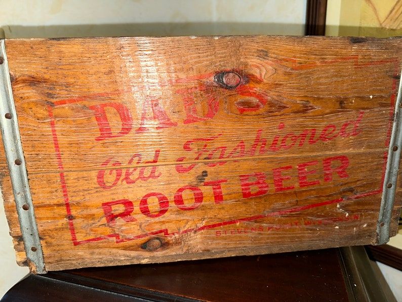 Vintage RARE Dads Root Beer Soda High Side Wood Box Crate