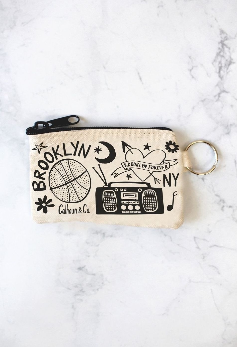 Brooklyn NY Zipper Card Pouch Natural