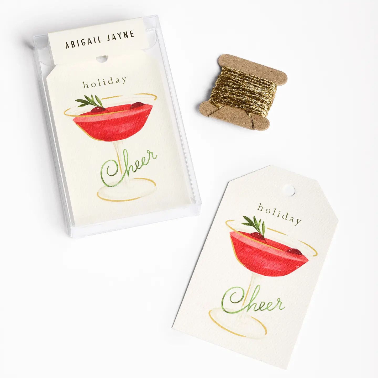 Cocktail Holiday Gift Tags - Boxed Set of 8 with String