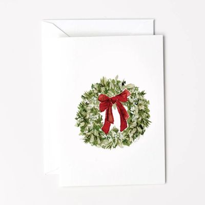 Red Bow Wreath Mini Notecard
