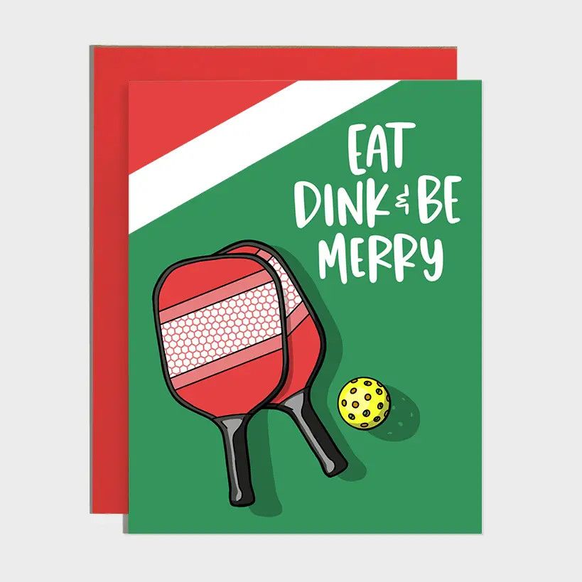 Eat Dink Be Merry Pickleball Christmas Holiday Card