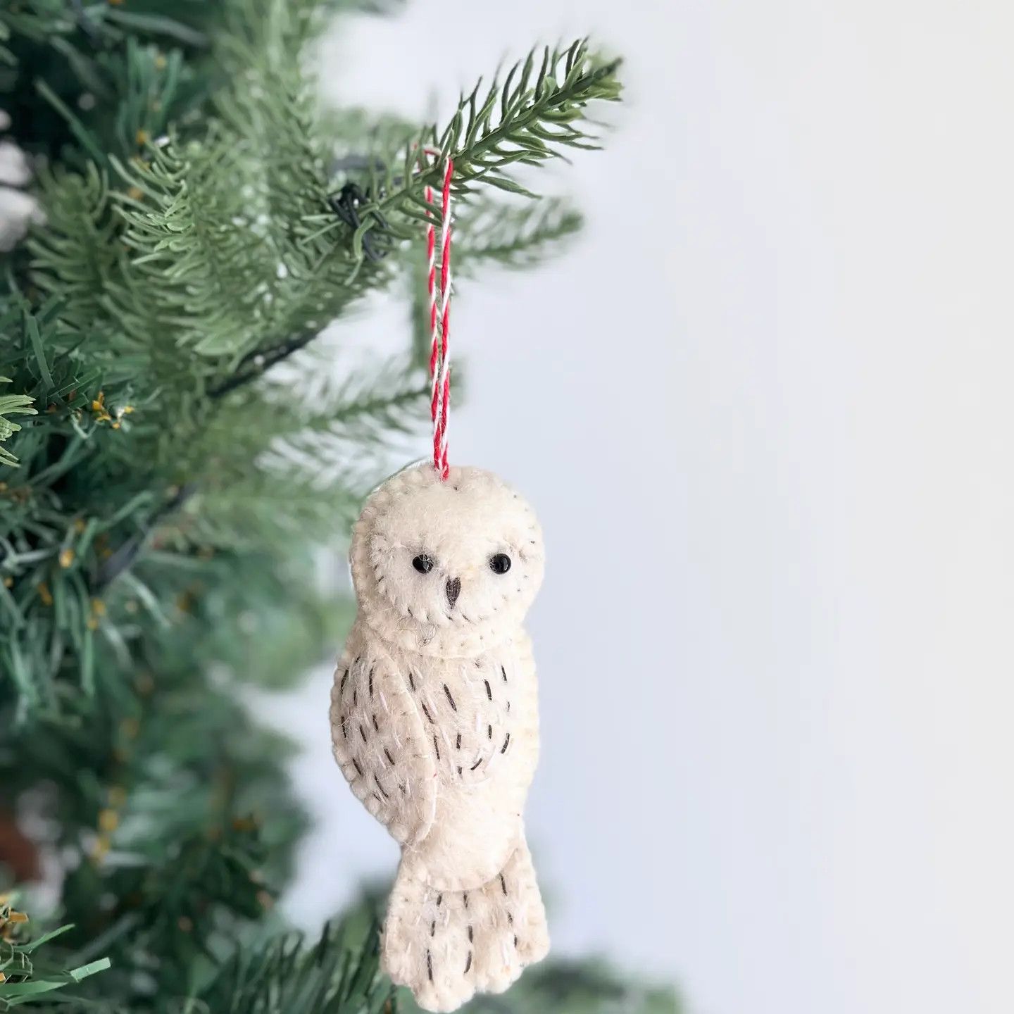 Felt Stitched White Owl Ornament