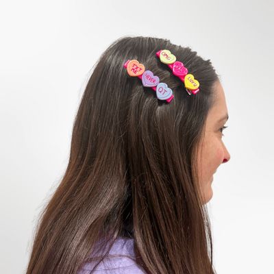 Candy Hearts Alligator Hair Clip Set