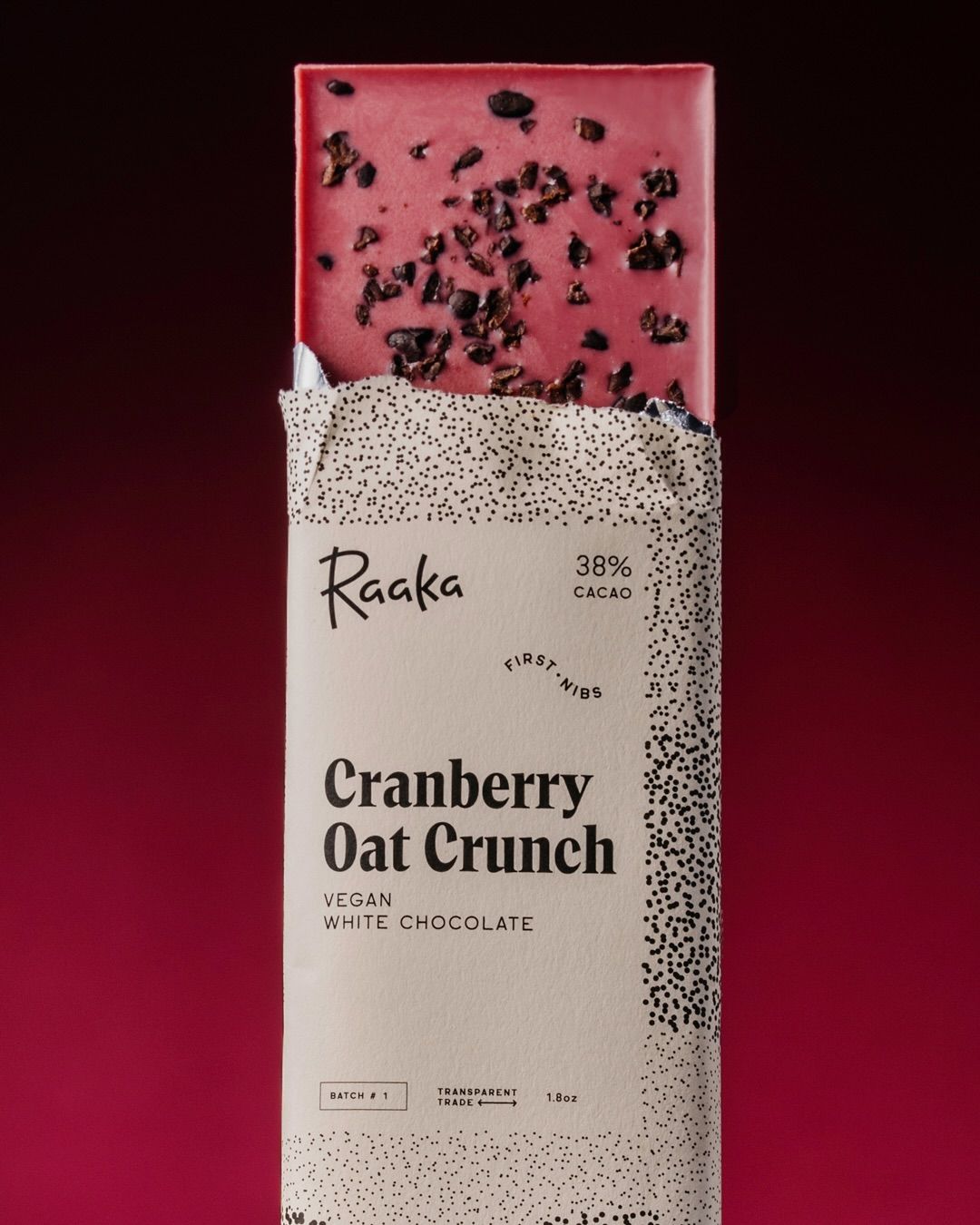 Raak Cranberry Oat Crunch White Chocolate Bar