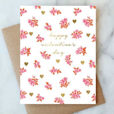 Ditzy Floral Valentine Card | Valentine Love Friendship