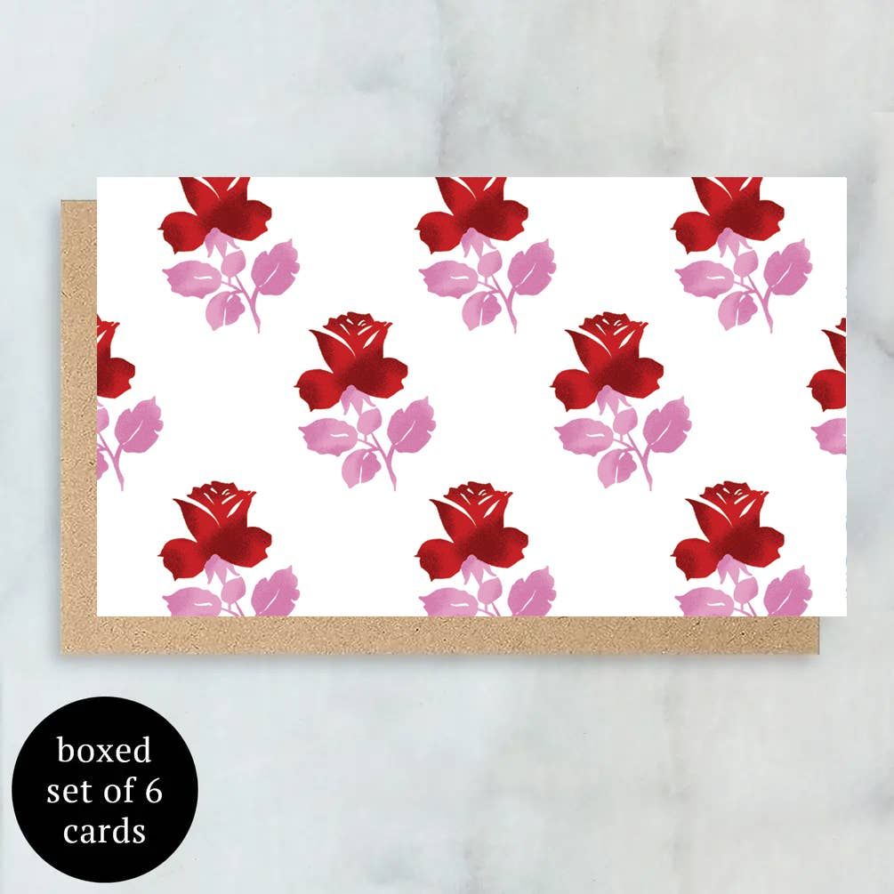 Block Floral Mini Card - Boxed Set of 6 | Valentine