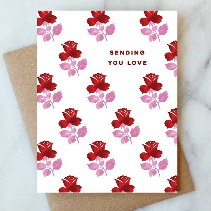 Sending Love Floral Card | Valentine Love Friendship