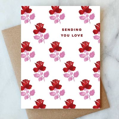 Sending Love Floral Card | Valentine Love Friendship