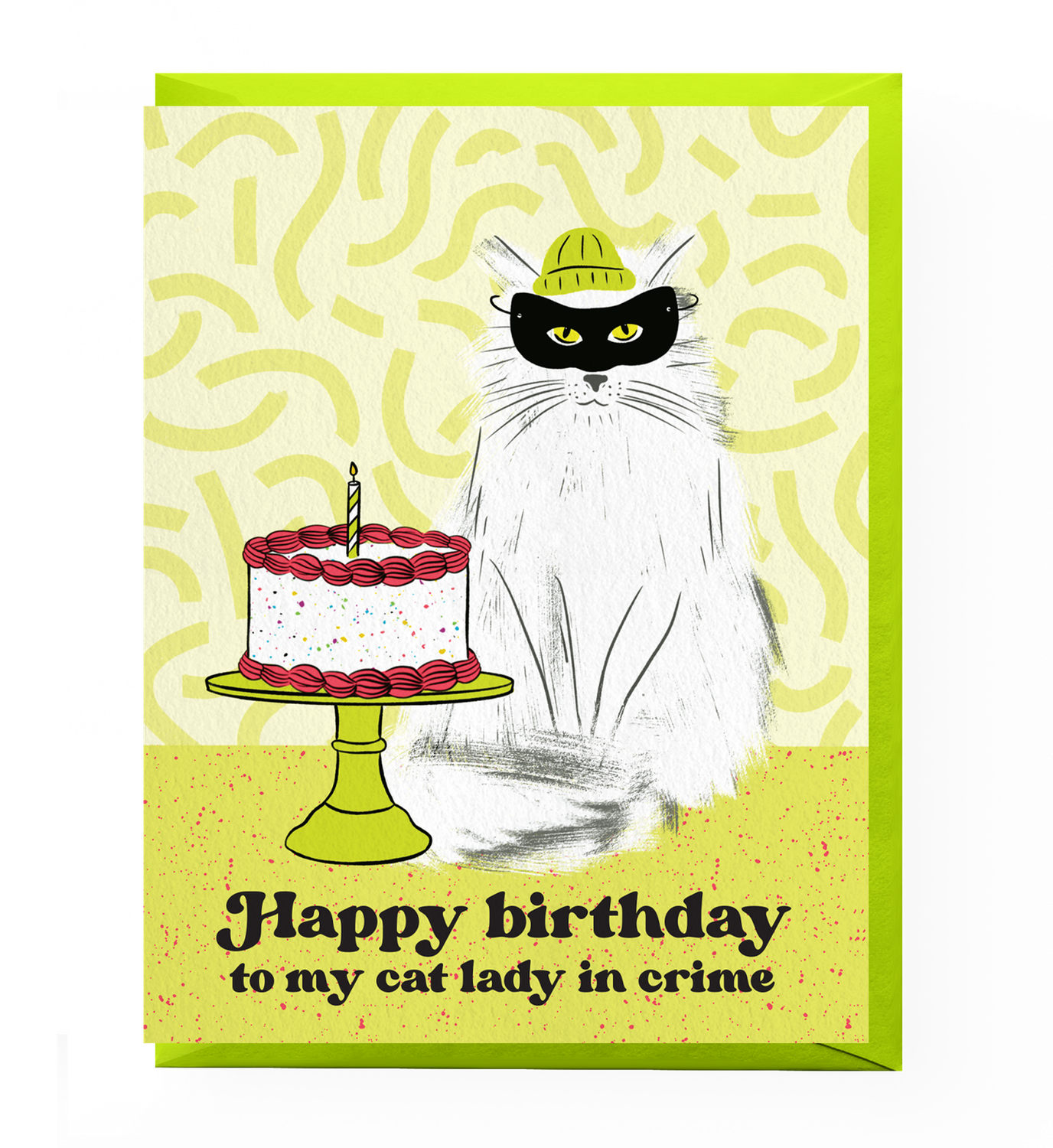 Cat Lady in Crime Birthday Card