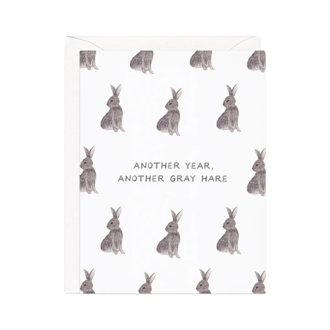 Gray Hares — Funny Animal Birthday Card