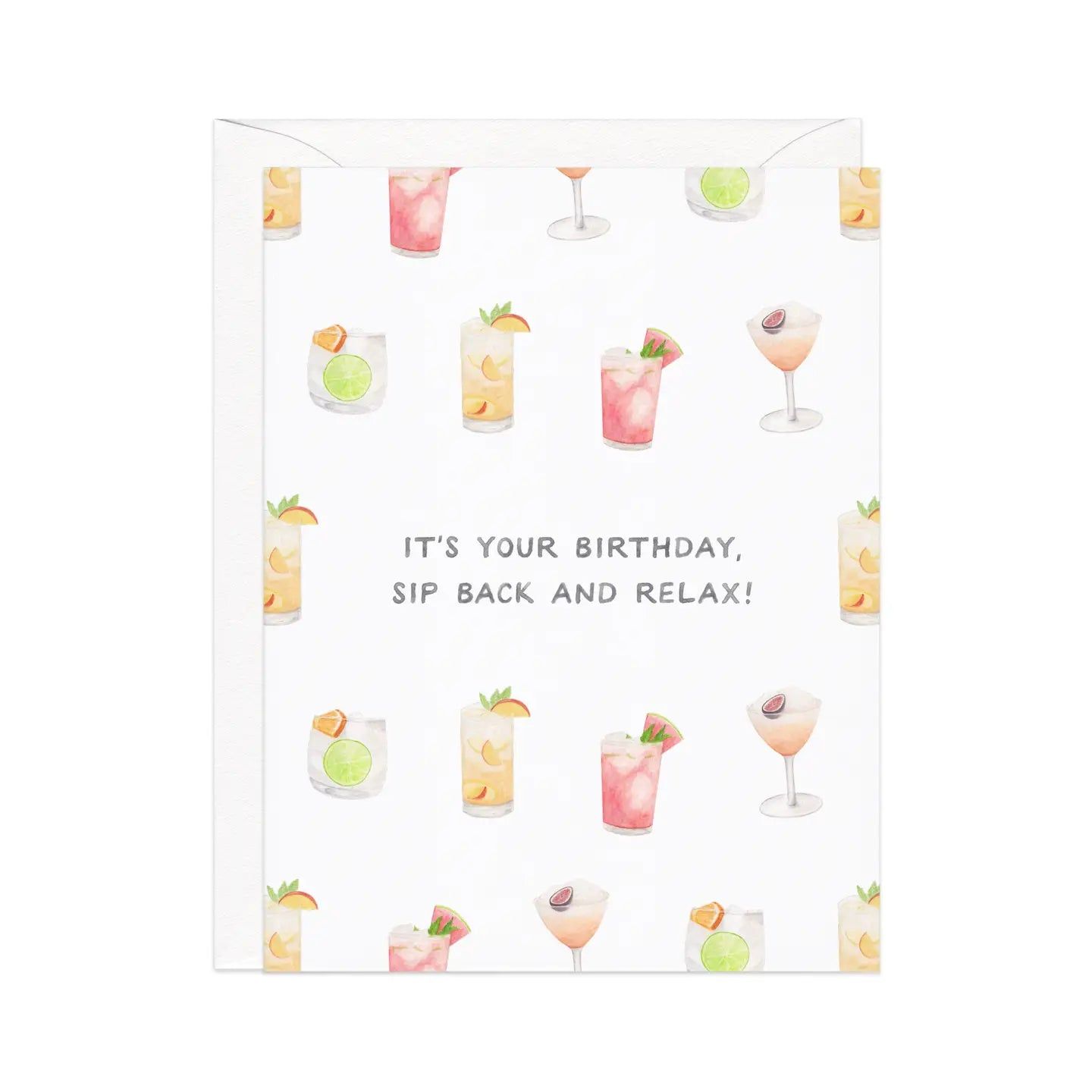 Sip Back and Relax — Cocktail Pun Birthday Card