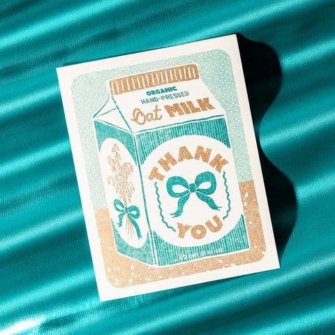 Oat Milk Thank You - Risograph Greeting Card