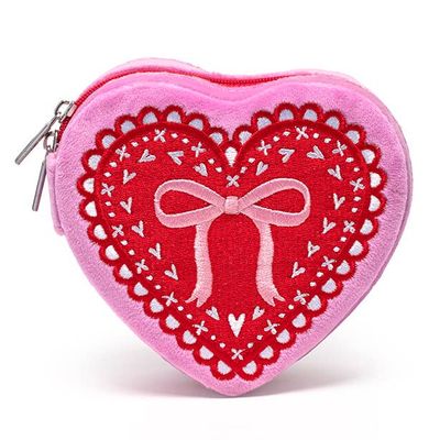 Velvet Jewelry Case Heart Shaped w/ Bow