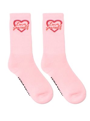 Classic Crew Socks Love Yourself Pink