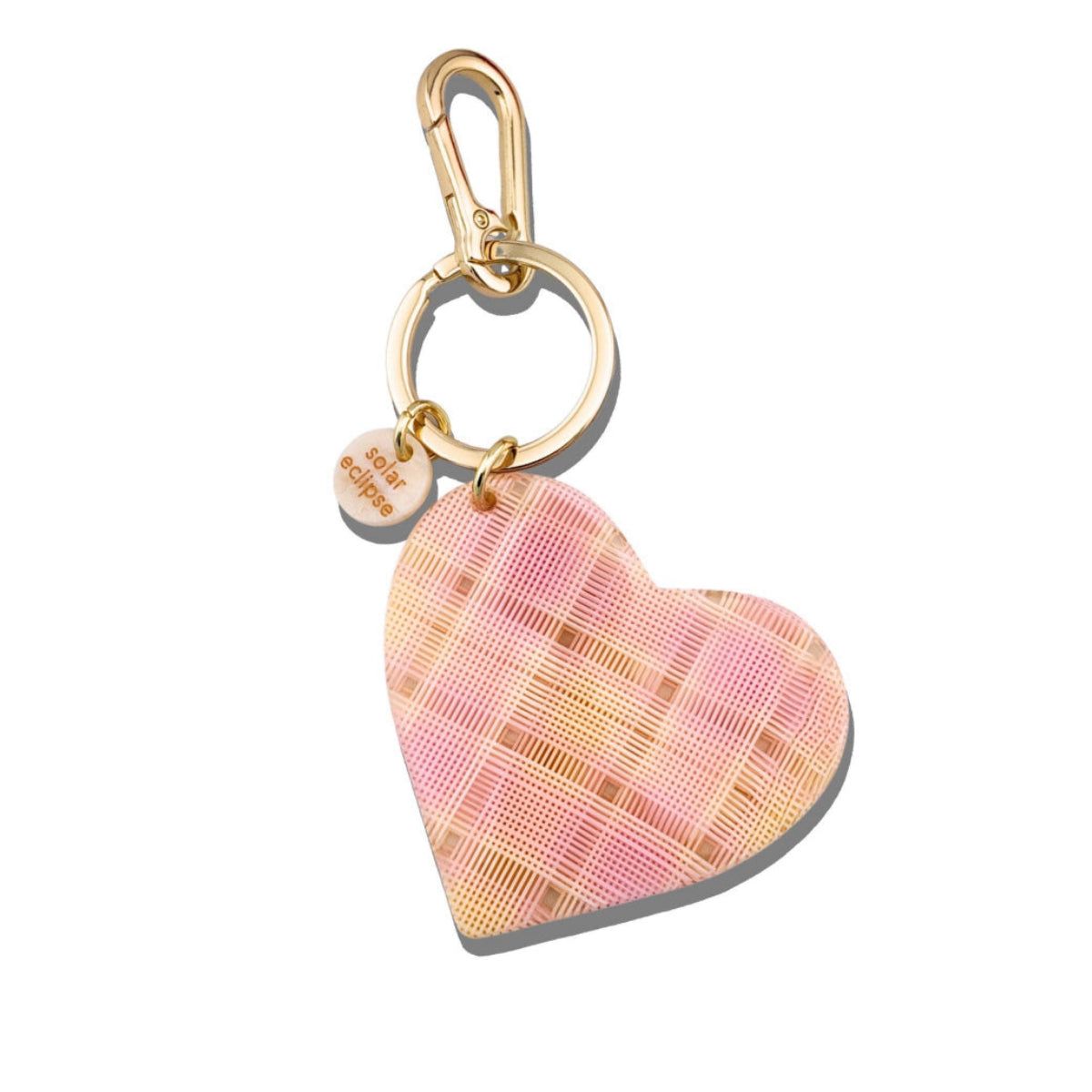 Pink Plaid Heart Bag Charm + Keychain