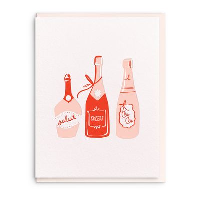 Bubbly, Letterpress Congratulations Greeting Card
