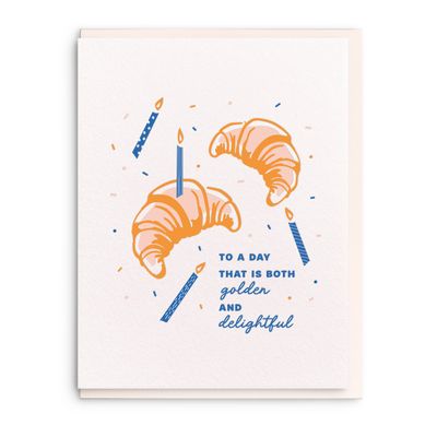 Birthday Croissant, Letterpress Birthday Greeting Card