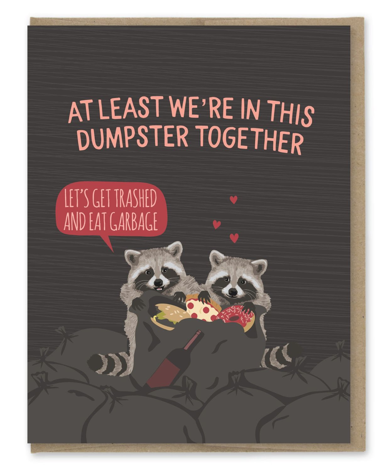 Dumpster Together Raccoons Card