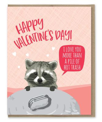 Hot Trash Raccoon Valentine's Day Card