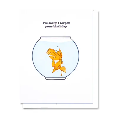 Goldfish Birthday - Letterpress Birthday Card