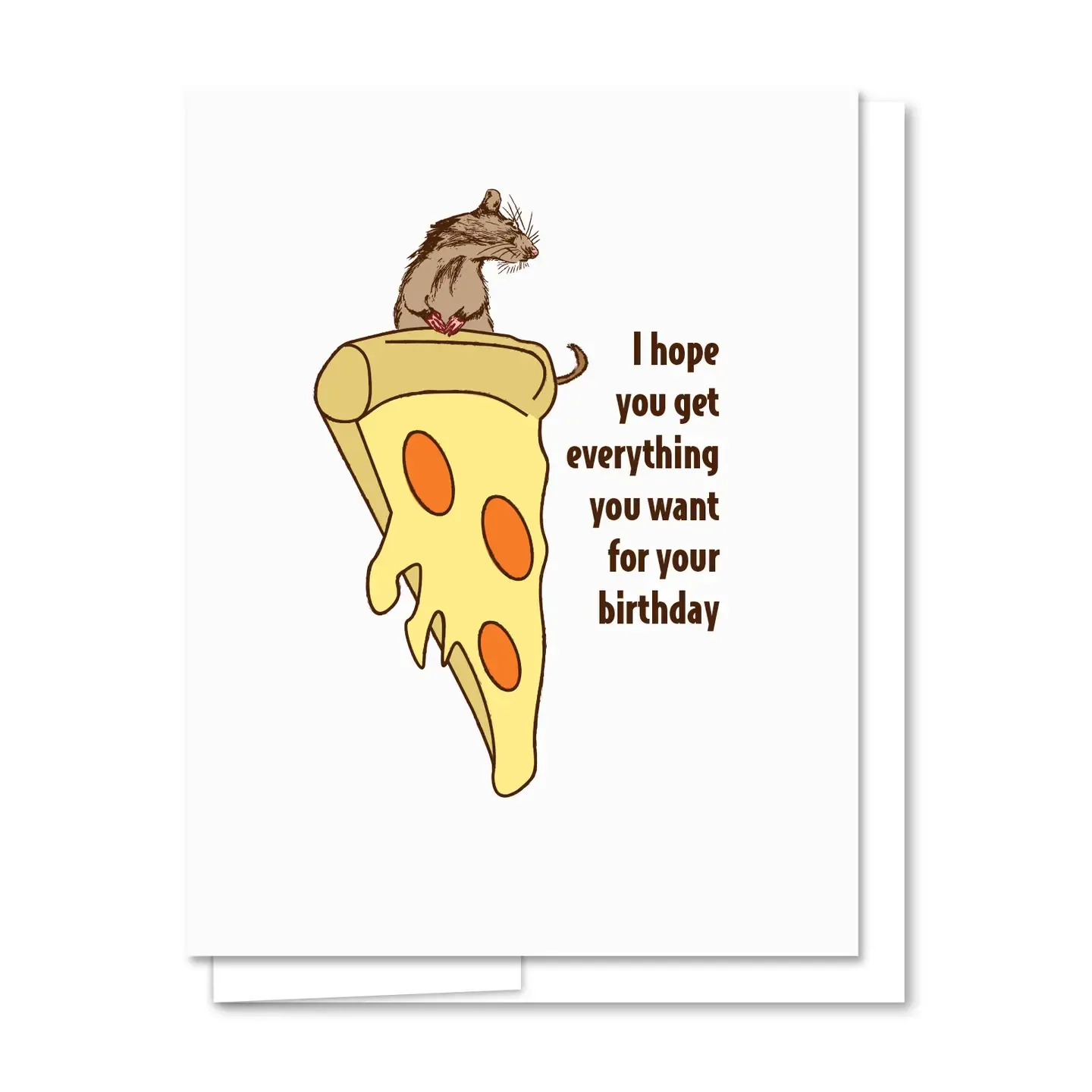 Pizza Rat - Letterpress Funny Birthday Card