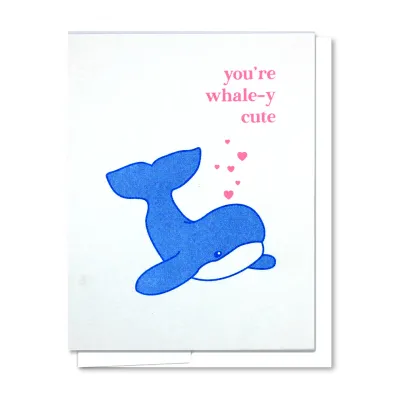 Whale-Y Cute - Risograph Love Card
