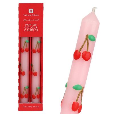 Cherry Dinner Candles - 2 Pack Valentines Decor