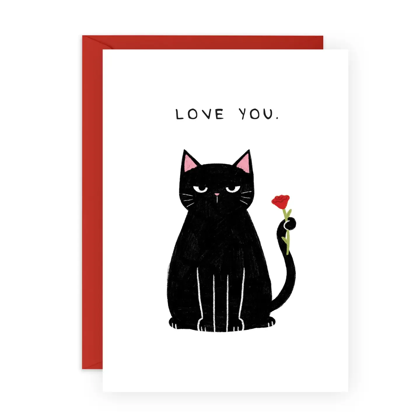 Cat Rose Love Card For Him, Her