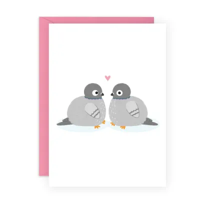 Pigeons in Love Love Card For Him, Her
