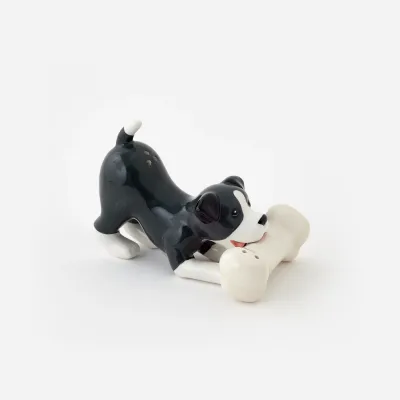 Dog and Bone Salt &amp; Pepper, Gift Box, Ceramic, 3.5