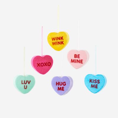 Flocked Conversation Heart, Sm, 6 Asst, PVC, 6"