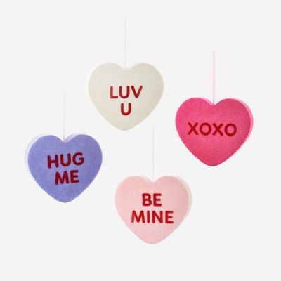 Flocked Conversation Heart, Lg, 4 Asst, PVC, 12"