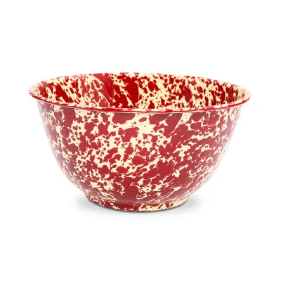 Splatter Large Salad Bowl Burgundy and Cream