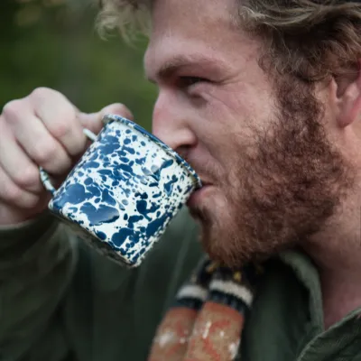 Splatter 12 oz Mug Navy and Cream