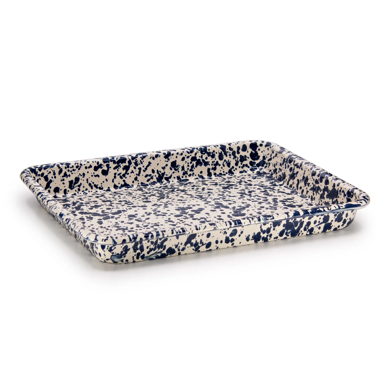 Splatter Small Rectangle Tray Navy and Cream