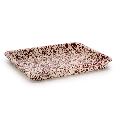 Splatter Small Rectangle Tray Burgundy and Cream